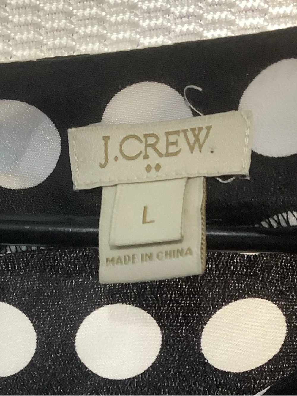 J. Crew Black Top with White Polka Dots